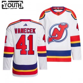 New Jersey Devils Hockeydrakt Vitek Vanecek 41 2022-23 Hvit Reverse Retro 2.0 Adidas Authentic - Barn